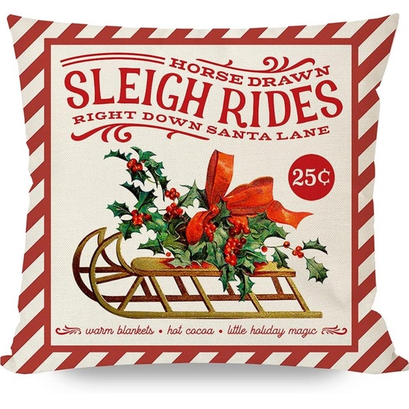 PANDICORN Christmas Pillow Covers Sleigh Rides Santa (Set 2) - Picture 1 of 4